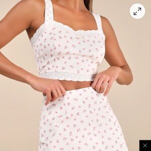 Emanita Ivory Ditsy Floral Two-Piece Bodycon Mini Dress
